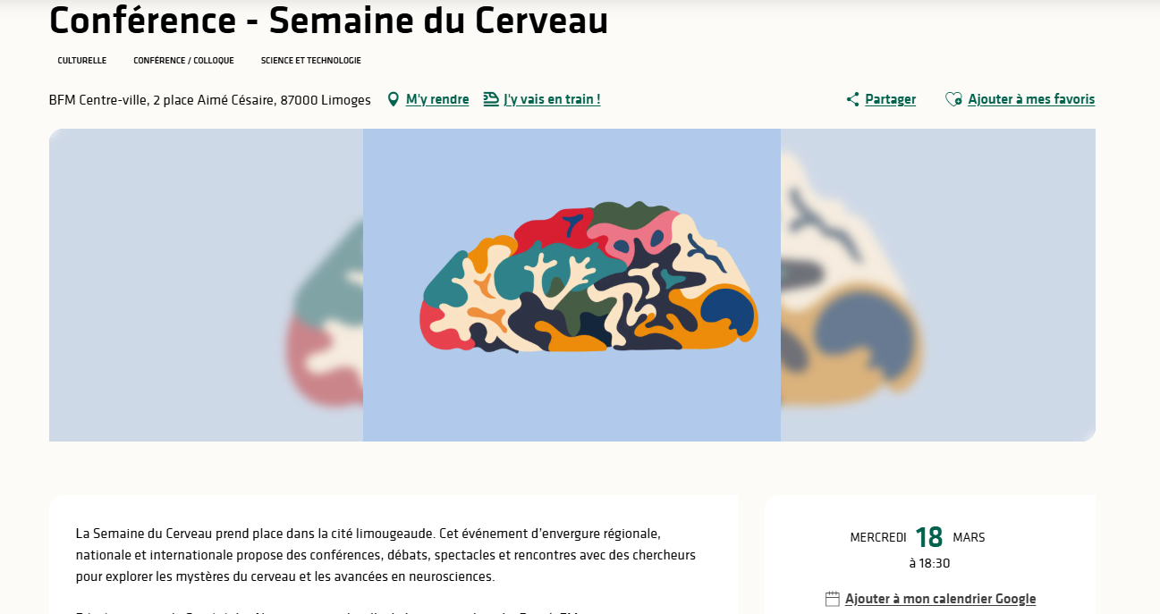 Conférence – Semaine du Cerveau (LIMOUSIN NOUVEAUX HORIZONS)