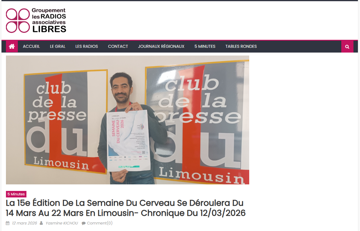 La 15e édition de la Semaine du cerveau se déroulera du 14 mars au 22 mars en Limousin- ( Le GRAL)