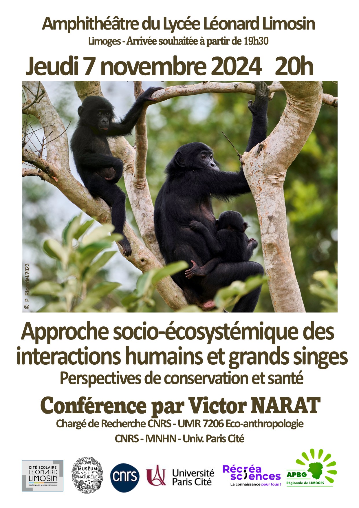 Conference approche socio ecosystemique interactions humains et grand singes